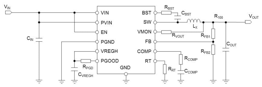 應用電路圖 - ROHM Semiconductor BD9V10xMUF降壓轉換器